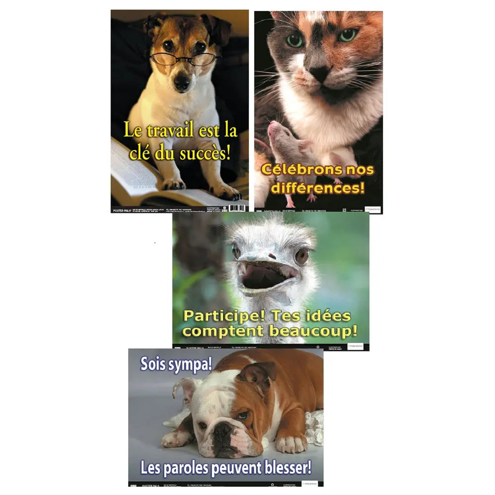 Poster Pals French Language Educational 4-Poster Set 1
