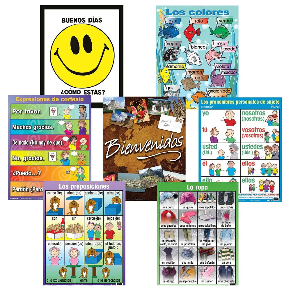 Poster Pals Spanish Language Educational Posters - Classroom Basics Set 1