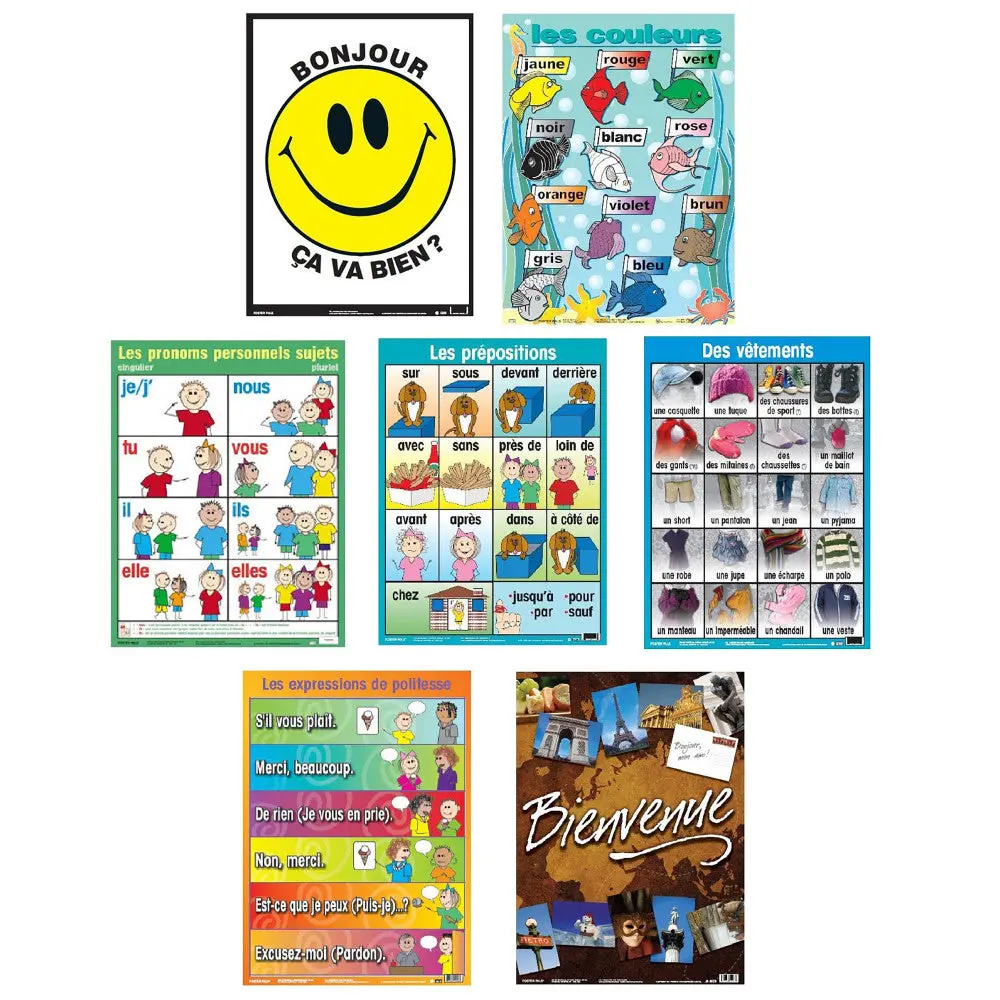 Poster Pals French Language Educational Set - 7 Colorful Classroom Posters 1