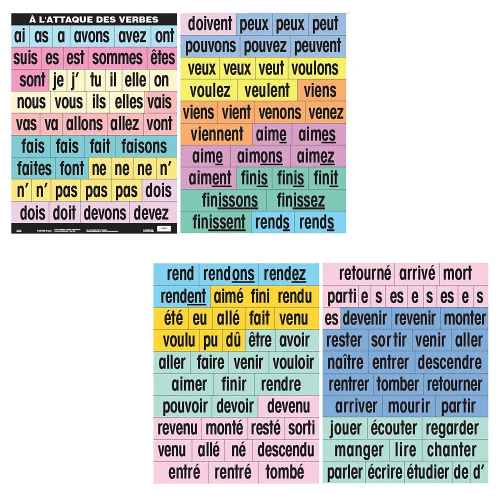 Poster Pals French Verb & Vocabulary Learning Set - Educational Language Teaching Cards 1
