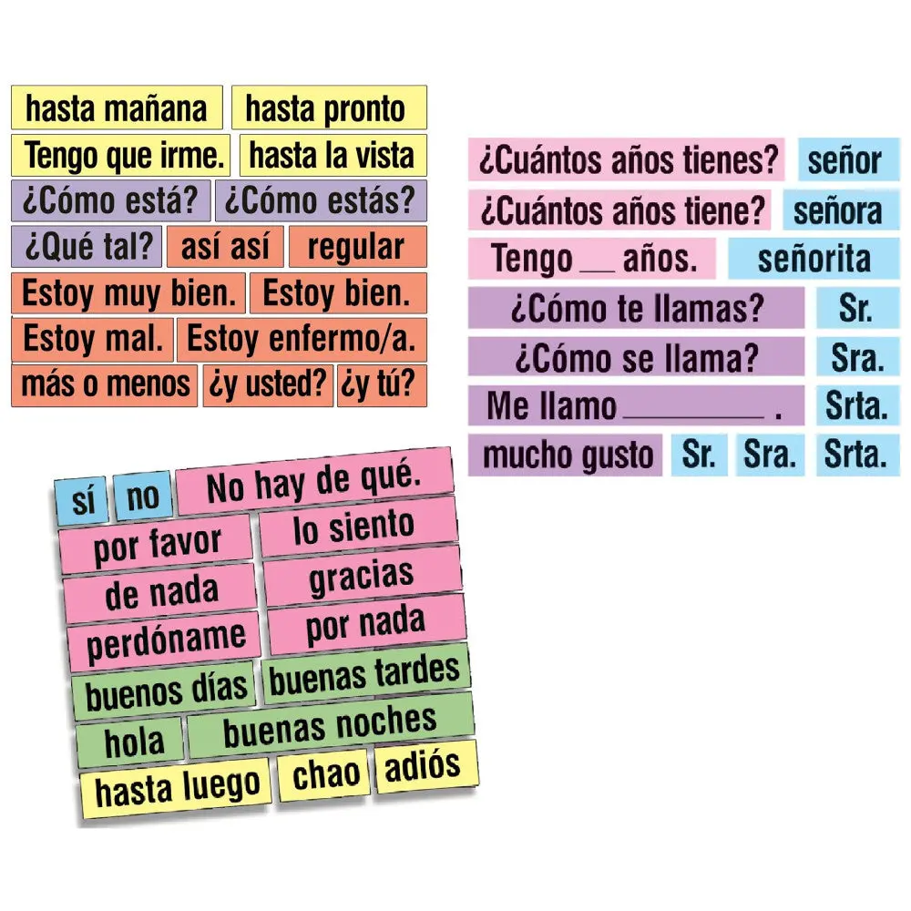 Poster Pals Spanish Vocabulary Teaching Cards - 48 Piece Set 1