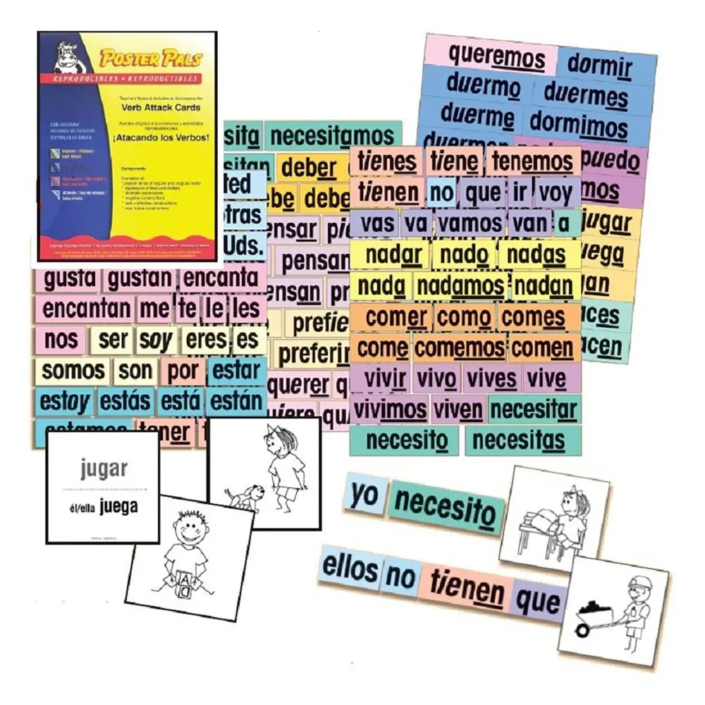 Poster Pals Spanish Verb & Vocabulary Learning Flashcards Set 1