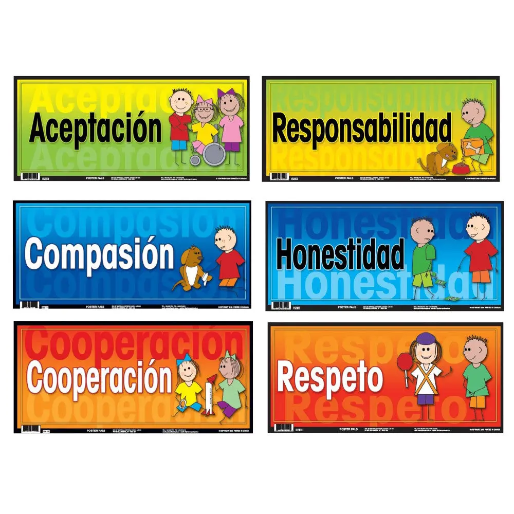 Poster Pals Spanish Character 6-Piece Educational Poster Set 1