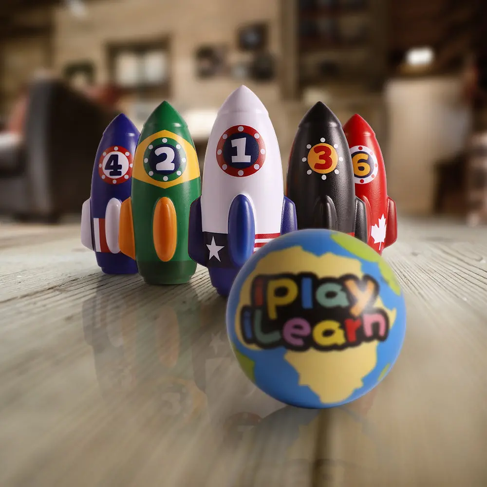 Iplay Ilearn Rocket-Themed Kids Bowling Set With Pins & Balls 1