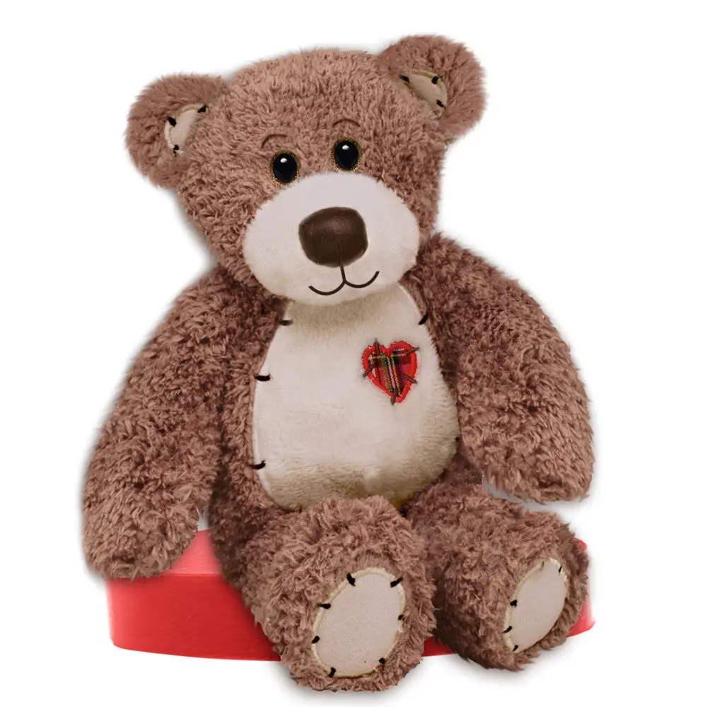 First And Main Tender Teddy Plush - 15 Inch Brown Bear With Heart Patch 1