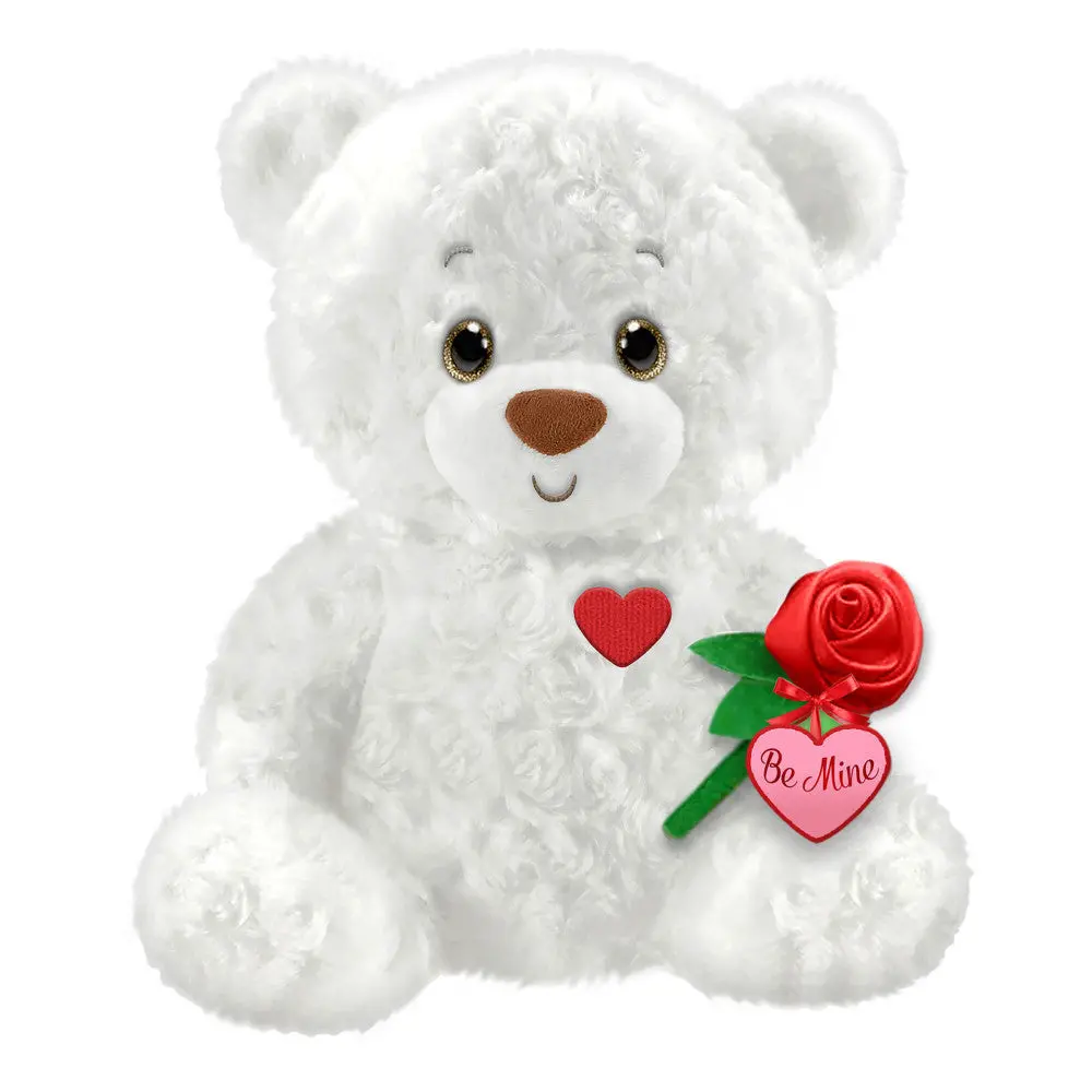 First And Main 10 Inch Valentine Bear - Oscar, White With Red Heart 1