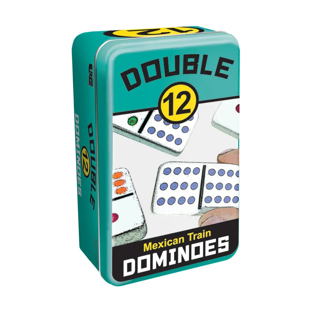 Double 12 Mexican Train Dominoes Game Set With Storage Tin 1