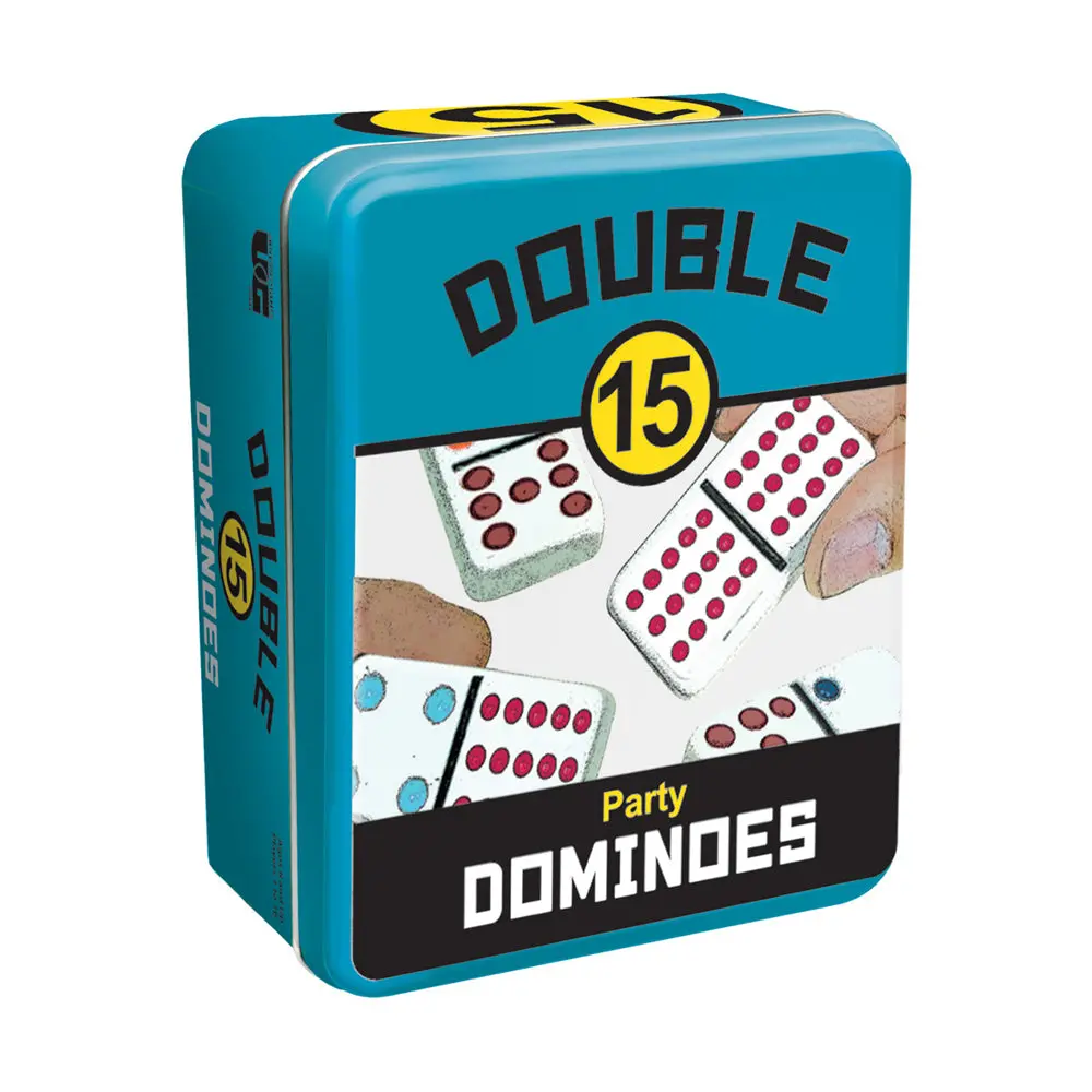 Double 15 Color Dot Dominoes Set With Durable Storage Tin 1