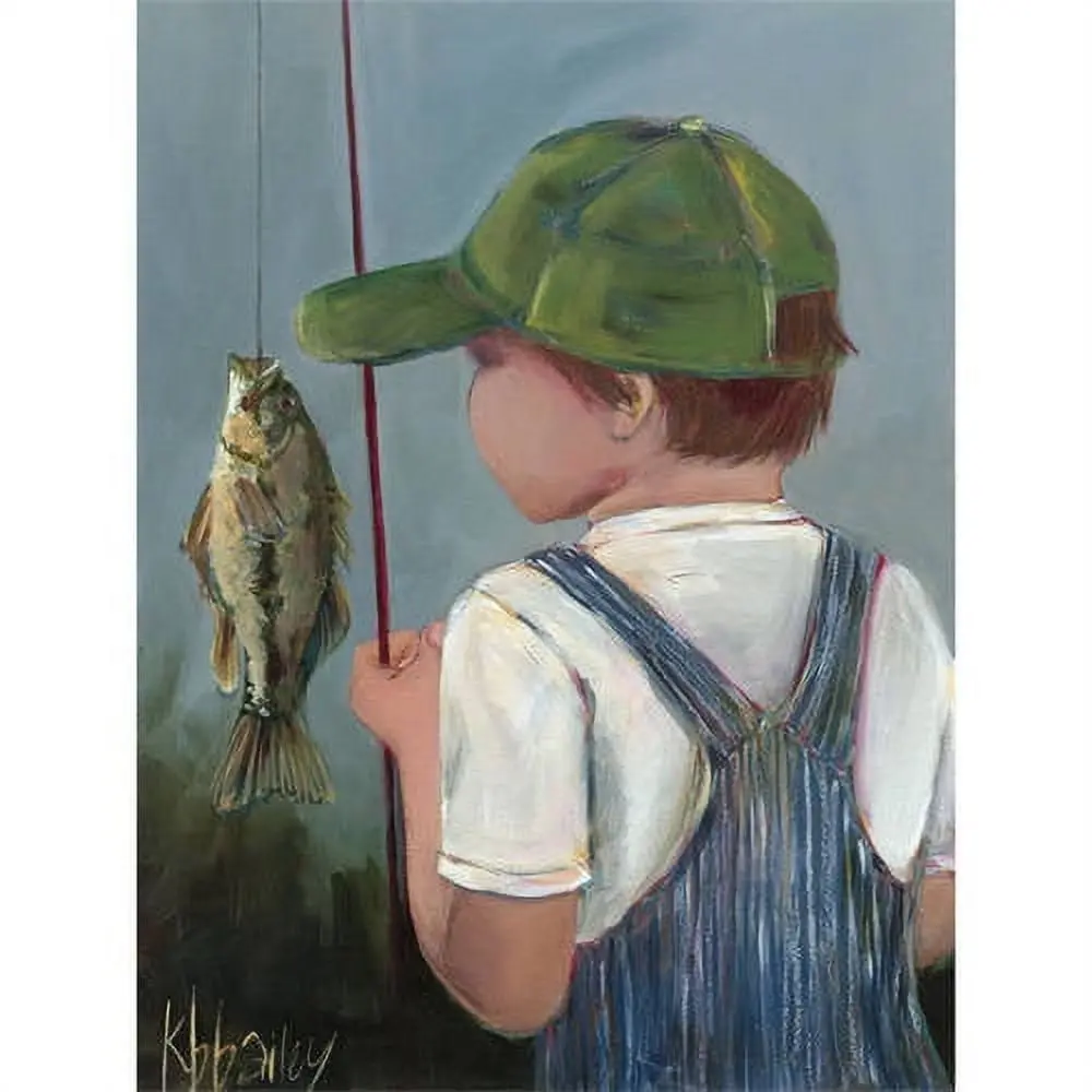 Oopsy Daisys Lil Fisher Boy Hand-Stretched Giclee Canvas Art 1