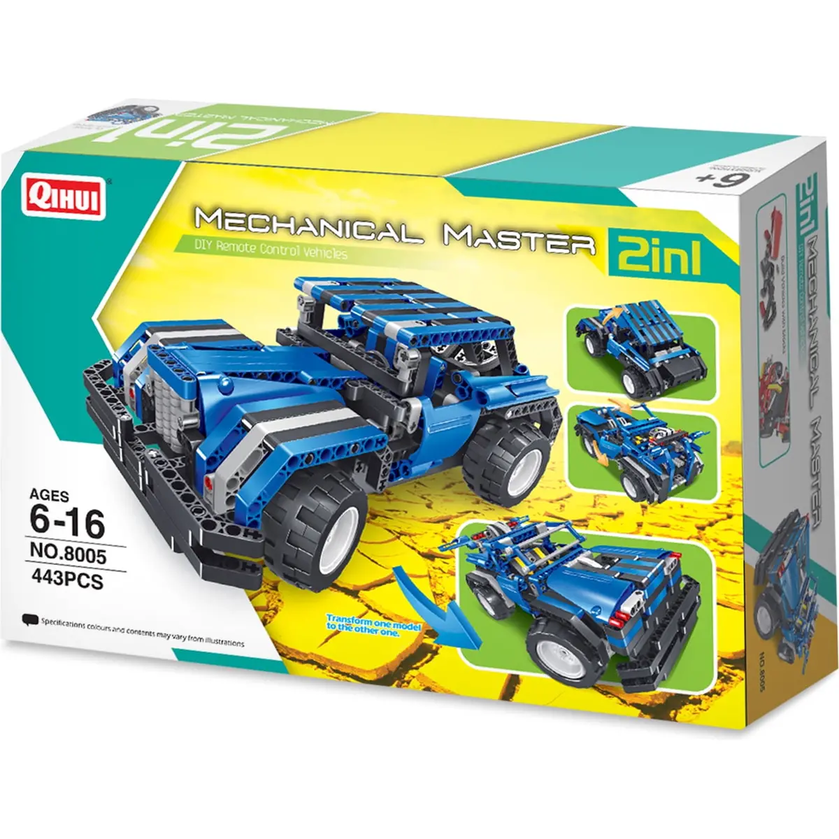 Mechanical Master R/C Block Cars - Dual-Mode Blue Jeep 1