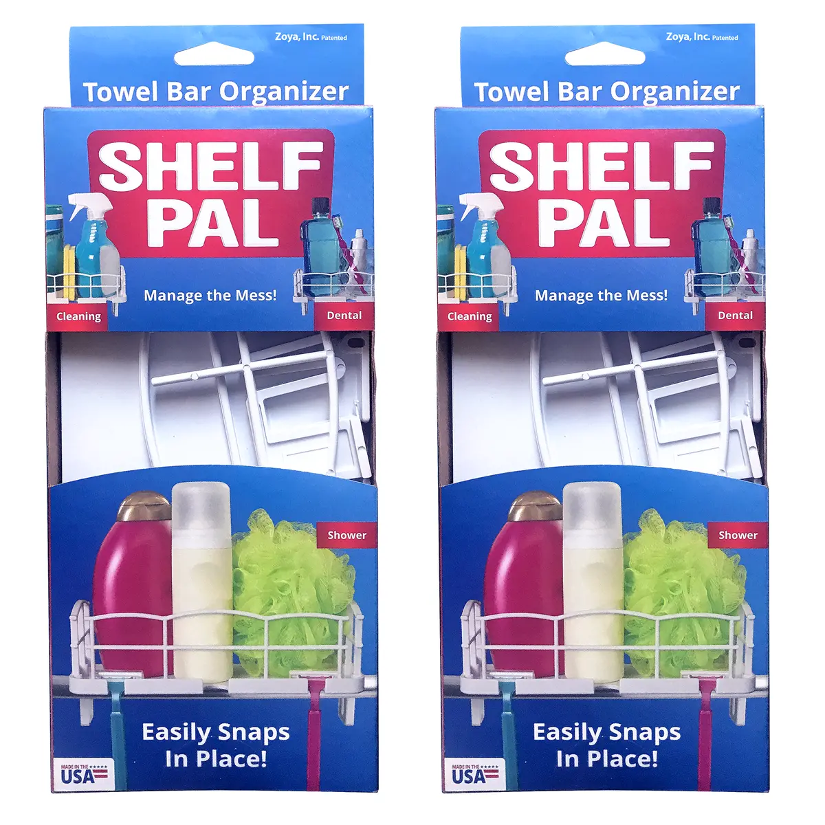 Zoya Shelf Pal Snap-On Bath Storage, 2 Pack 1