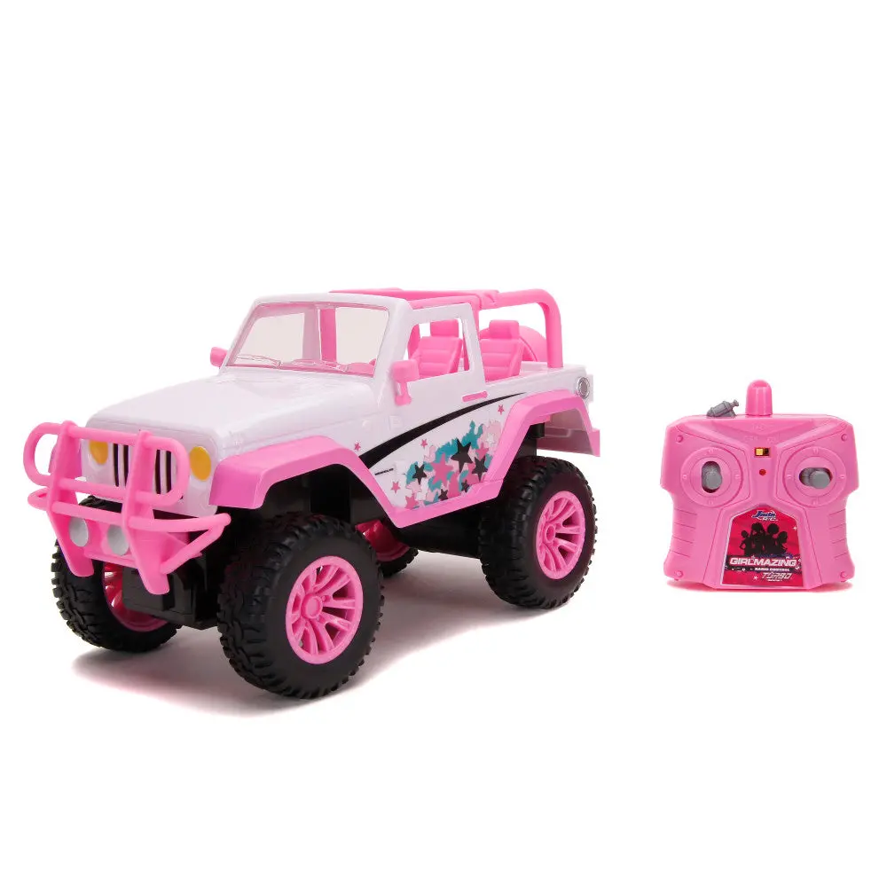 Jada Toys Girlmazing Pink 1:16 Scale Rc Jeep With Exclusive Star Deco 1