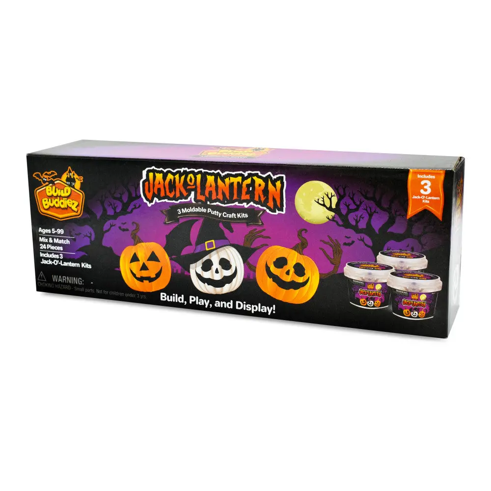 Build Buddiez Halloween Jack-O-Lantern Craft Kit 3-Pack - Kids Ages 5+ 1