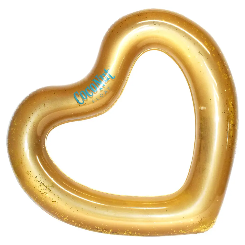 Coconut Float Gold Glitter Heart Inflatable Pool Float - 48"X40" 1