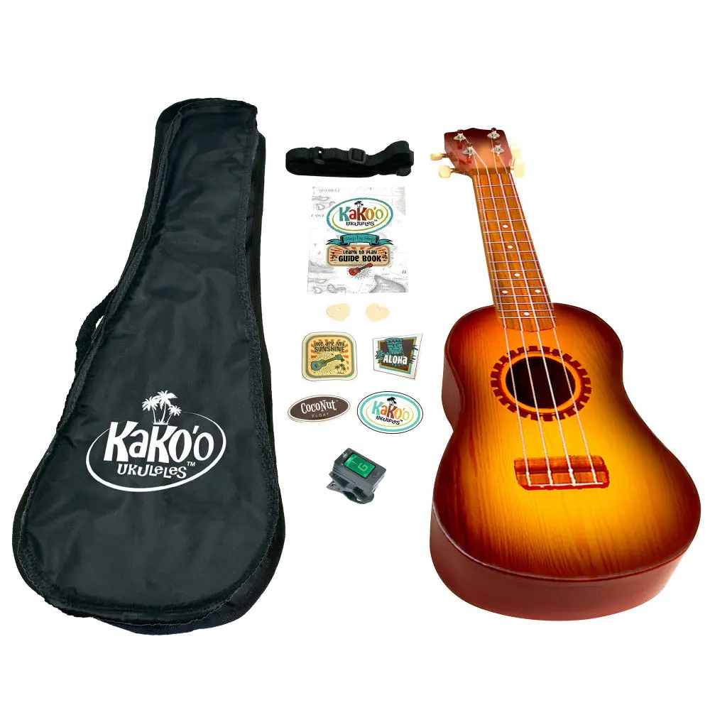 Kako'o Sunburst 21" Professional Wooden Ukulele Set 1