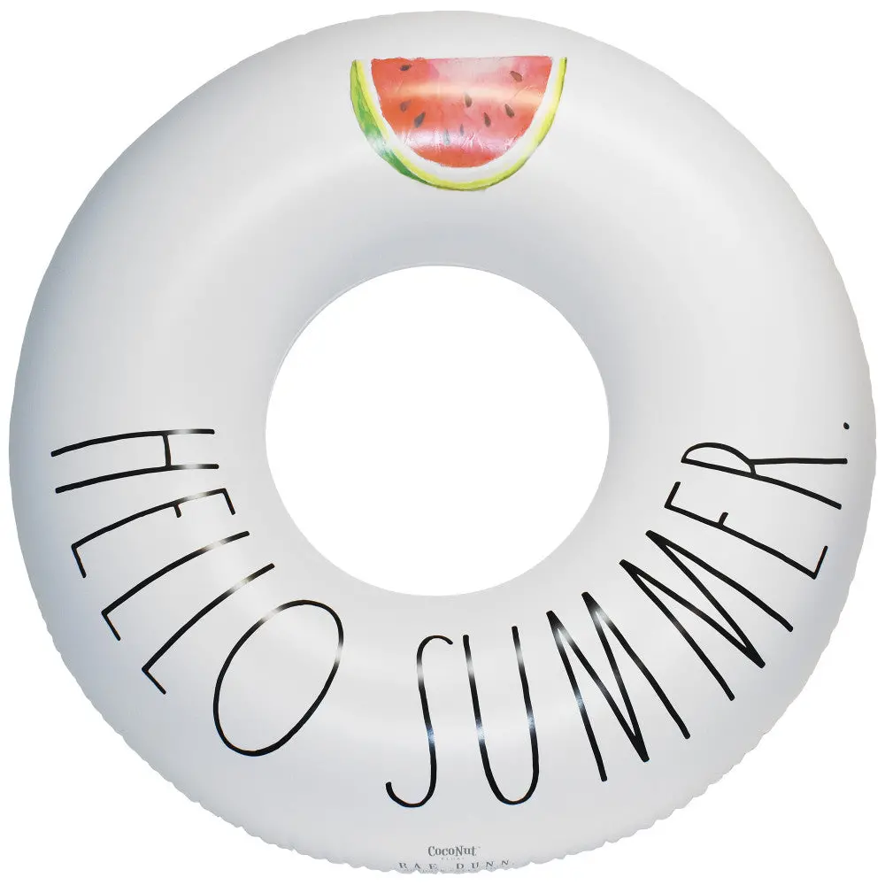 Rae Dunn Hello Summer 48" Inflatable Ring Float - Durable Anti-Leak Design 1