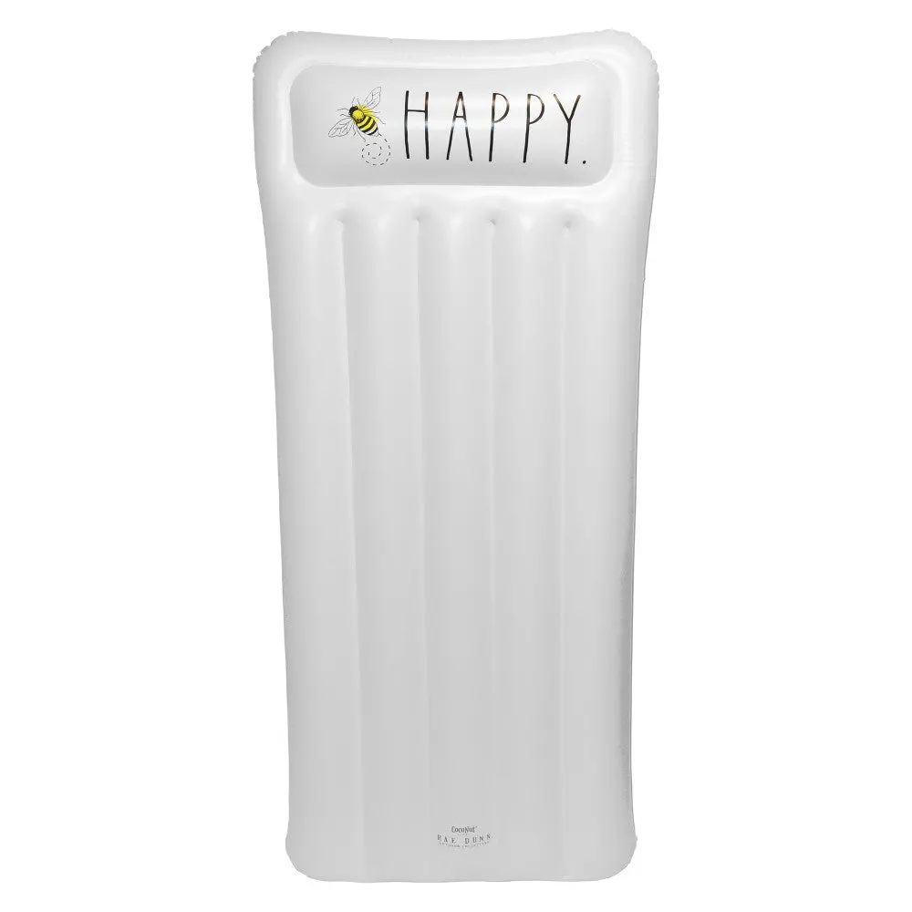 Rae Dunn Bee Happy 68X28 Inch Inflatable Pool Lounger, Durable Anti-Leak Design 1