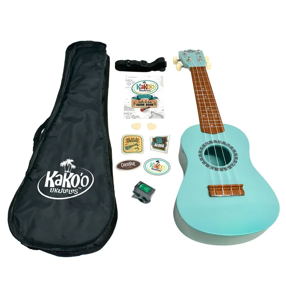 Kako'o 21" Soprano Ukulele Starter Kit In Seafoam Green 1
