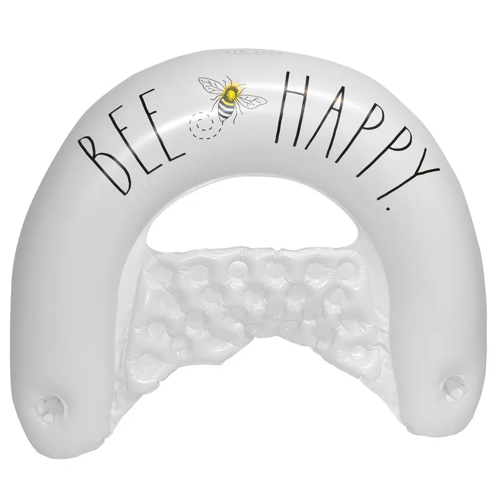 Rae Dunn Bee Happy Chair Lounger Pool Float - 55"X36" 1