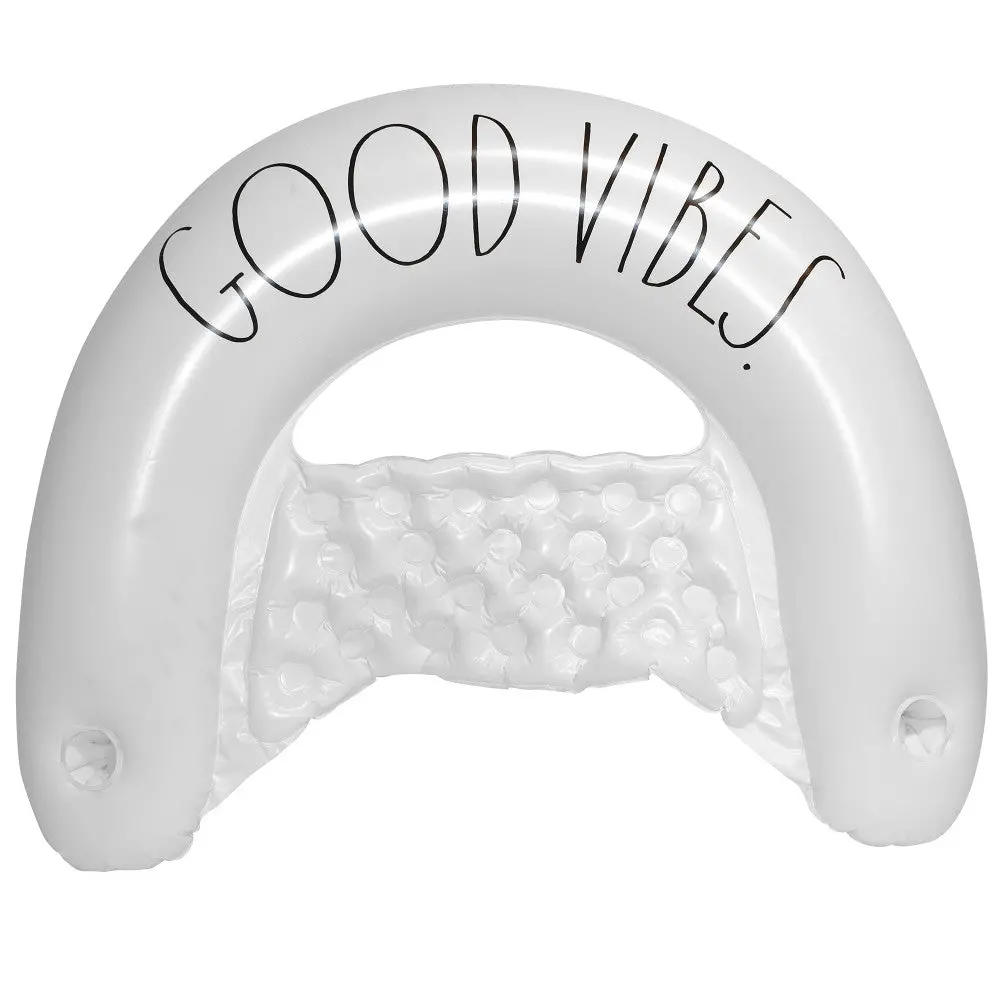 Rae Dunn Good Vibes 55"X36" Pool Chair Lounger - Water & Pool Inflatable Float 1