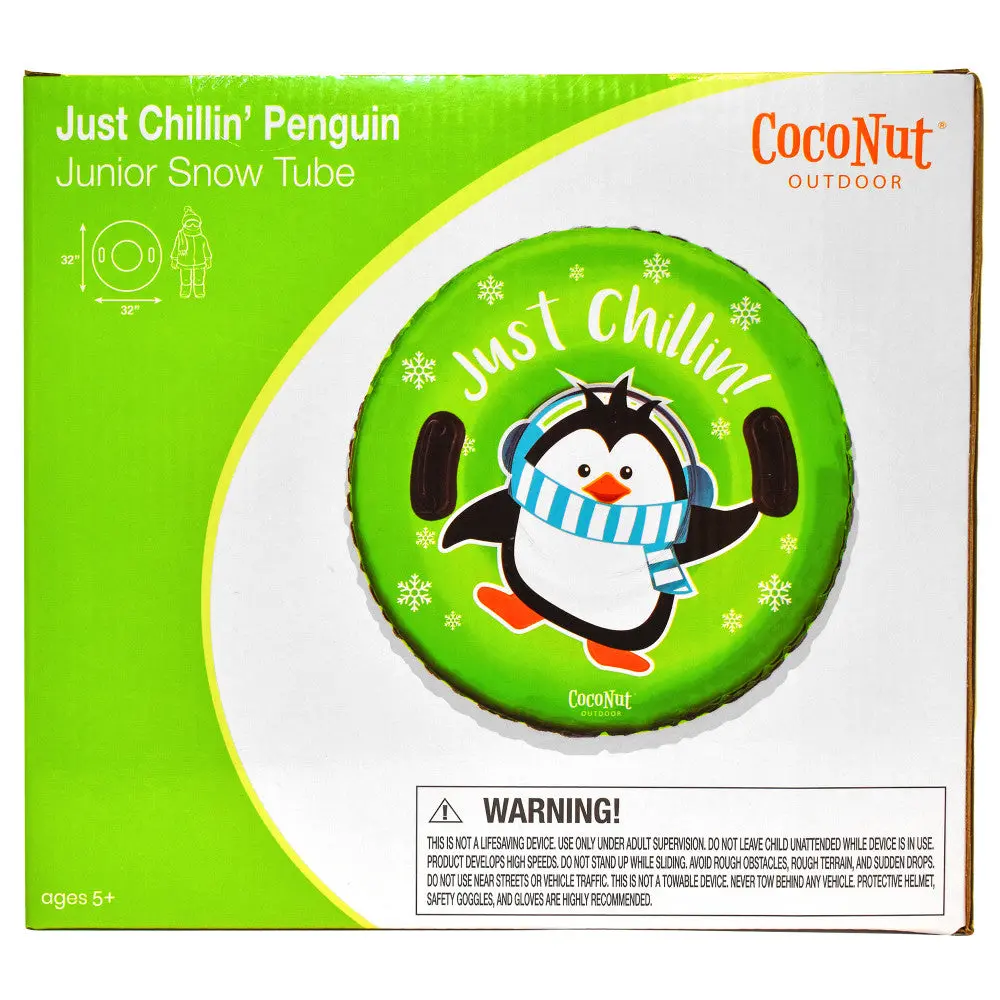 Coconut Outdoor Inflatable Just Chillin' Green Penguin 32" Junior Snow Tube 1