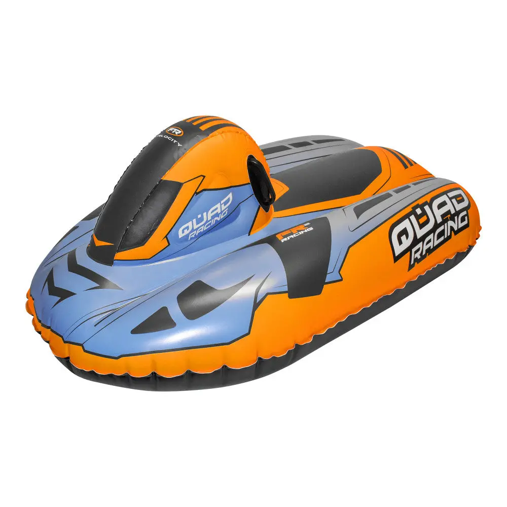Coconut Outdoor 50-Inch Inflatable Quad Racing Snowmobile Sled - Orange & Blue 1