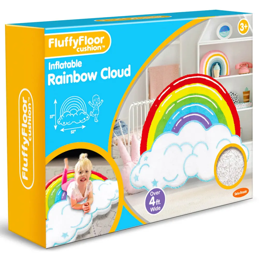 Rainbow Cloud Fluffyfloor Cushion: Plush Inflatable Floor Pillow For Kids 1