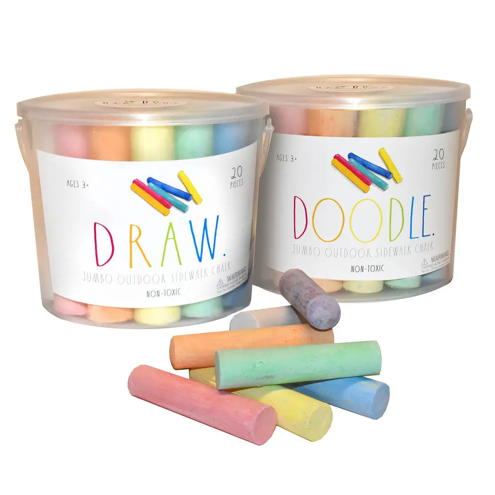 Coconut Outdoor Rae Dunn Jumbo Sidewalk Chalk Set - 40 Pieces, Assorted Colors 1
