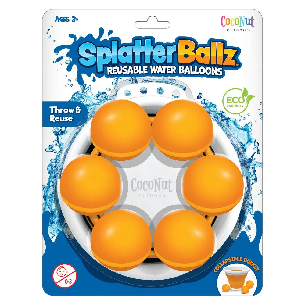 Coconut Outdoor Splatterballz Magnetic Water Balloon Battle Kit, Orange - Outdoor Game For Kids 5+ 1