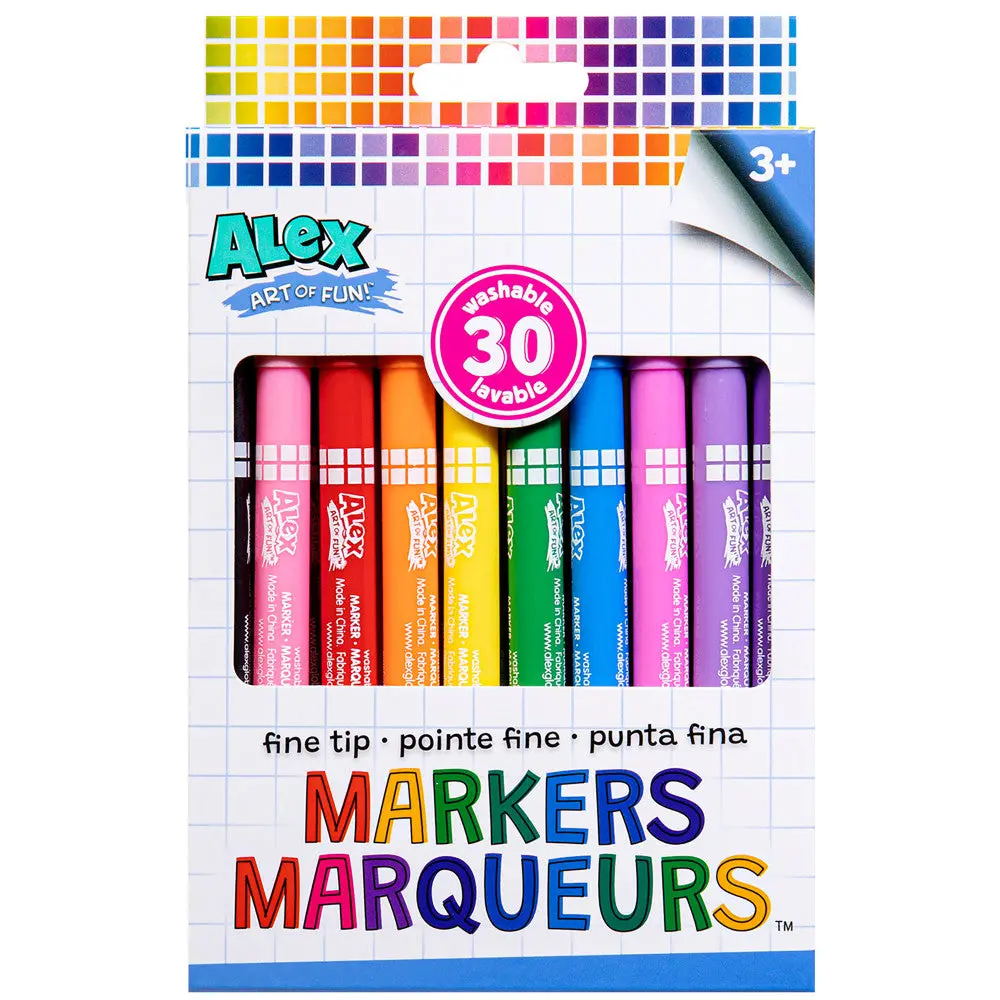 Alex Art Of Fun Fine Tip Markers 30-Pack - Vibrant, Washable, Non-Toxic, Age 3+ 1