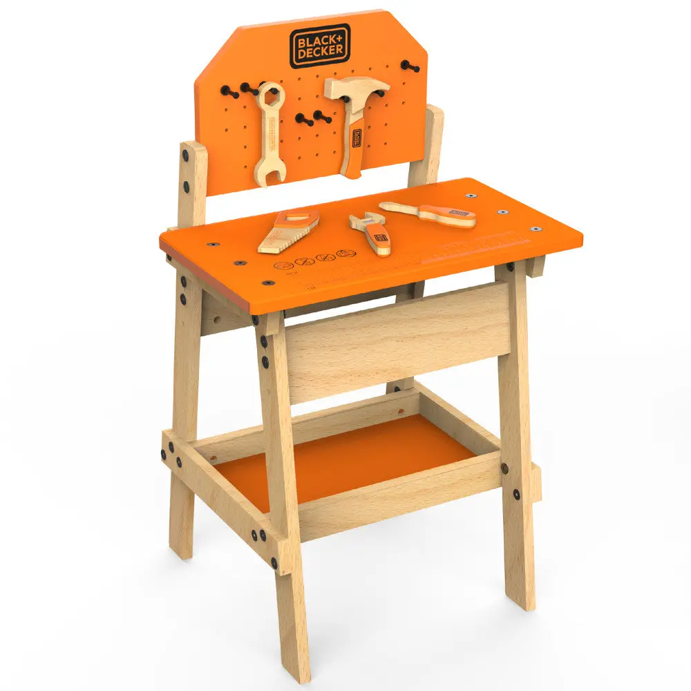 Black & Decker 6-Piece Kids Workbench & Wooden Tool Set - Pretend Play 1