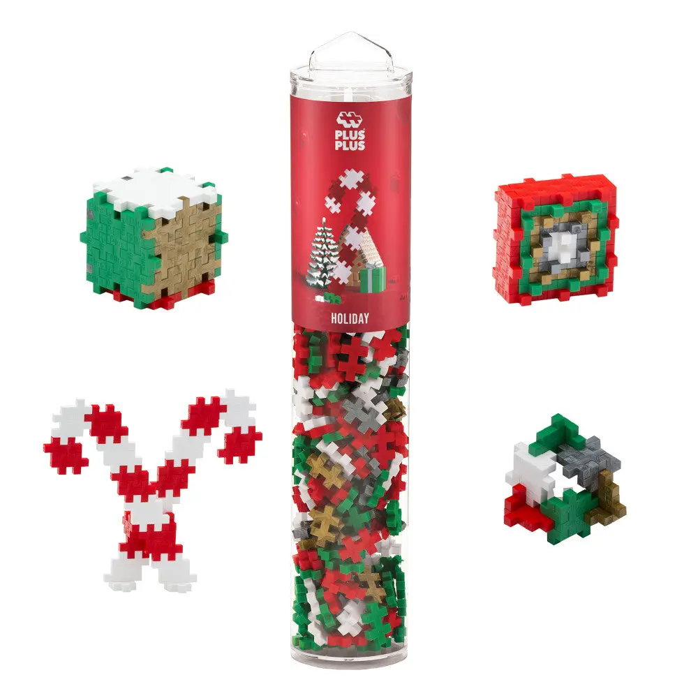 Plus-Plus Open Play Tube - Festive 240-Piece Building Set, Ages 5+ 1
