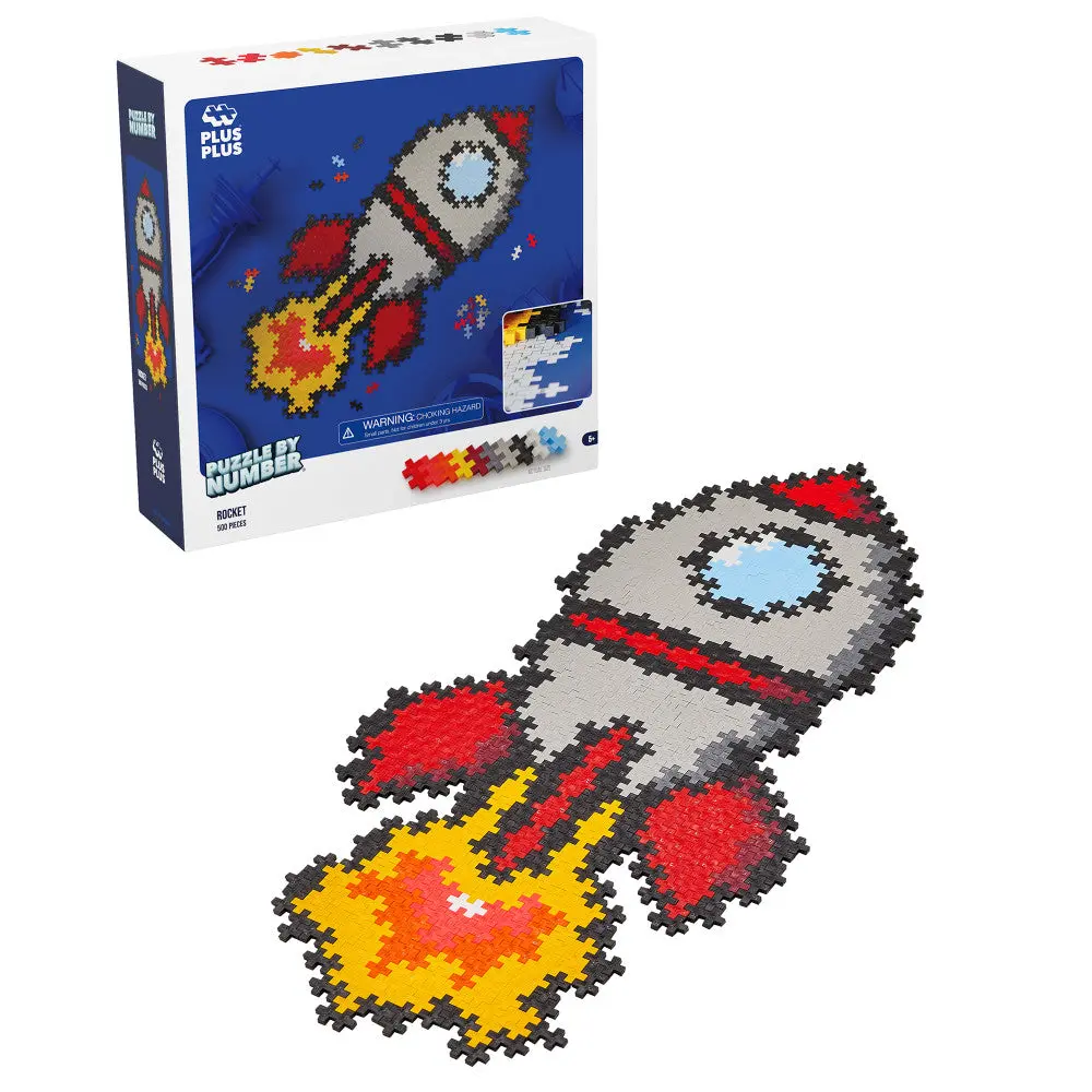 Plus-Plus Puzzle By Number Rocket - 500 Piece Creative Set For Kids Ages 5+ 1
