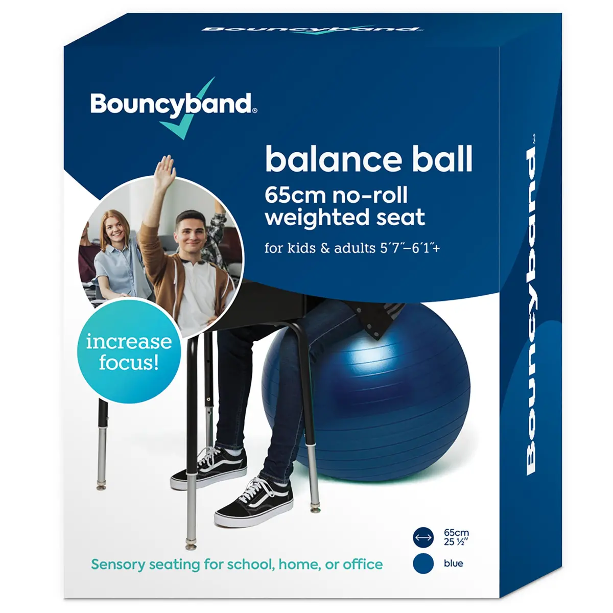 Bouncyband Anti-Burst Balance Ball, 65Cm, Non-Slip, Blue 1