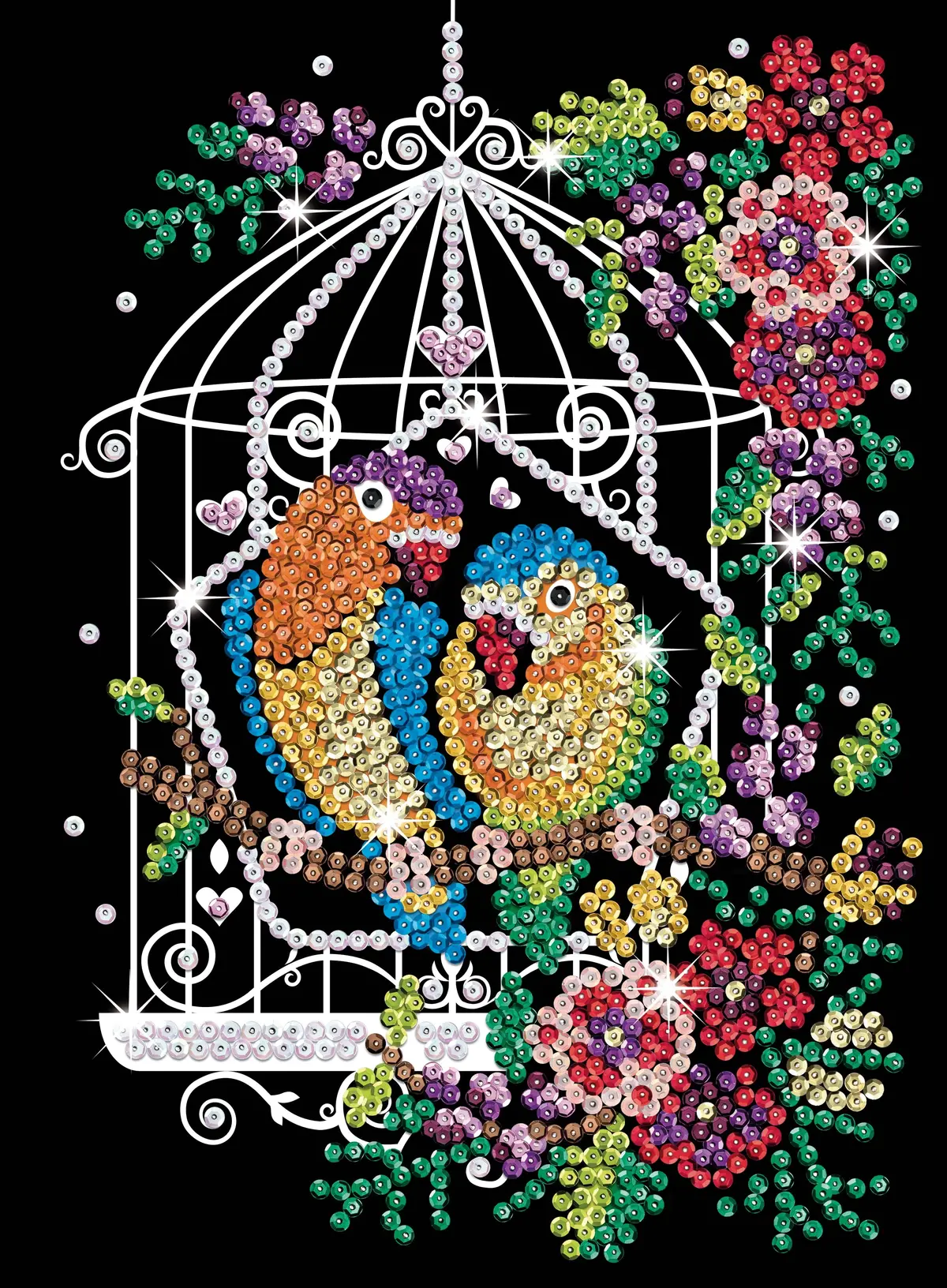 Sequin Art Purple Series Elegant Birdcage Craft Kit - Pearl White 1