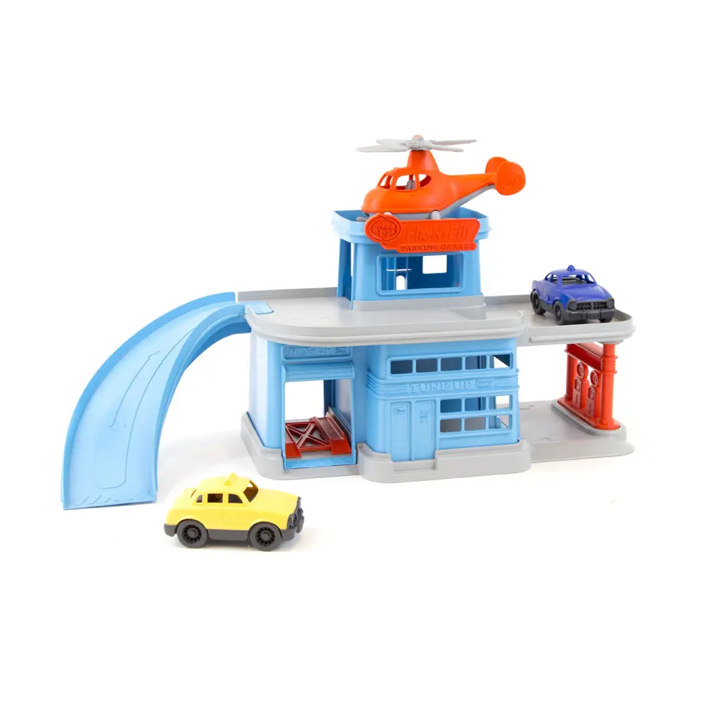 Green Toys Colorful Parking Garage Playset With 3 Vehicles 1