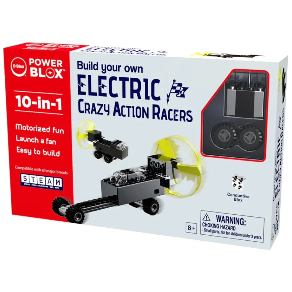 E-Blox Power Blox 10-In-1 Electric Crazy Action Racers Building Set - 24Pcs, For Kids Aged 8+ 1