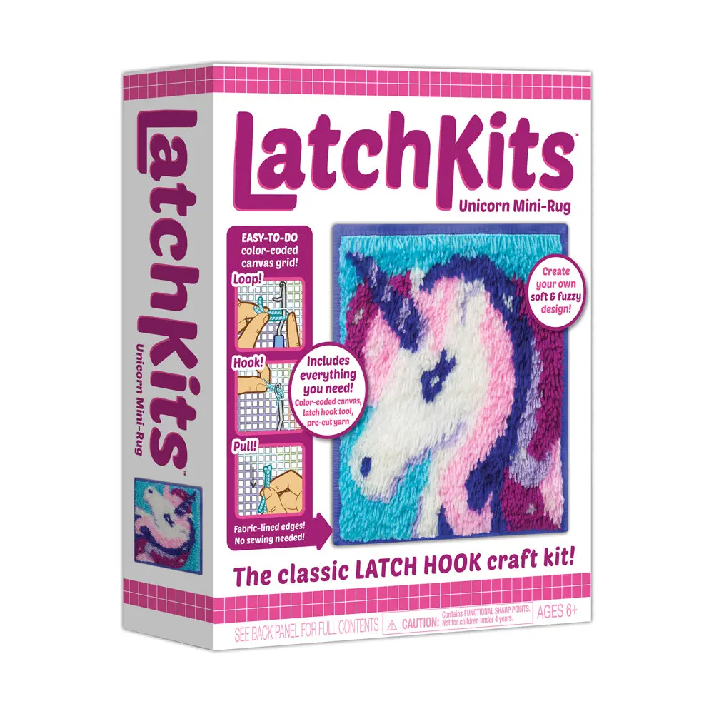 Latchkits Unicorn Mini-Rug Craft Kit - Create Your Own Fuzzy Rug 1