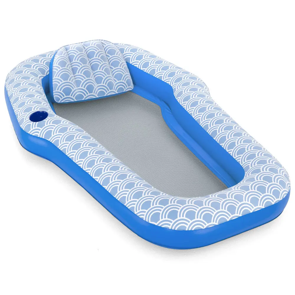 H2ogo! Comfort Plush Pool Lounge 70" X 46" - Blue & White 1