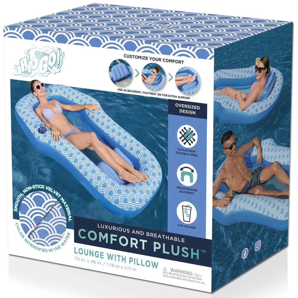 H2ogo! Comfort Plush Pool Lounge 70" X 46" - Blue & White 2