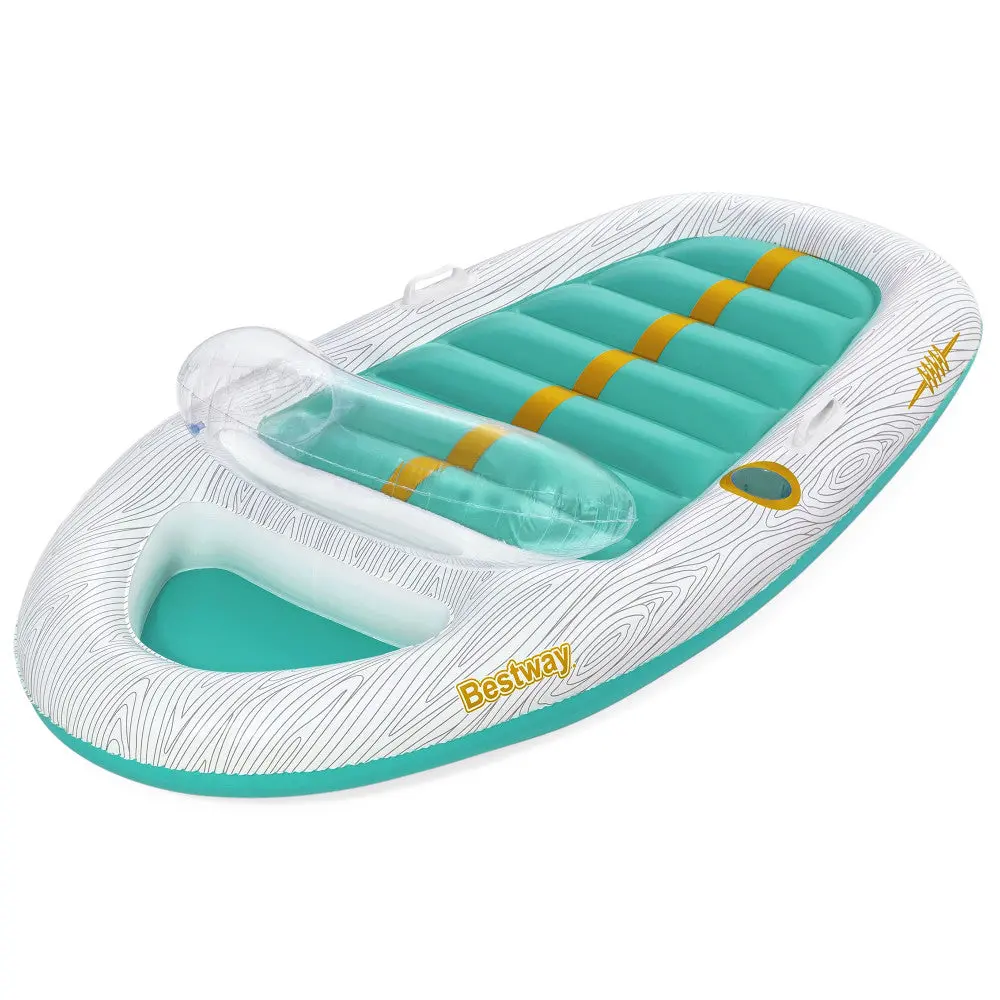 Bestway H2ogo! Vacation Yacht Lounge Inflatable Pool Float - 7'1" X 46" - Teal And White 1