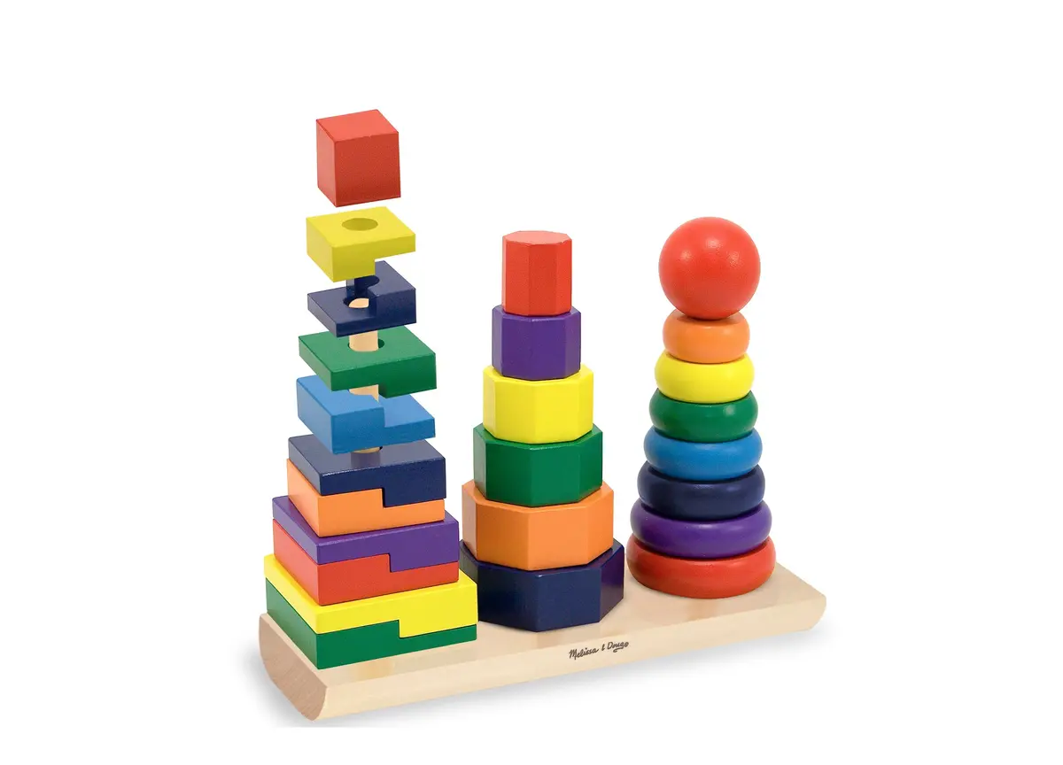 Melissa & Doug Geometric Stacker - Educational Toddler Toy With 25 Colorful Wooden Pieces 1