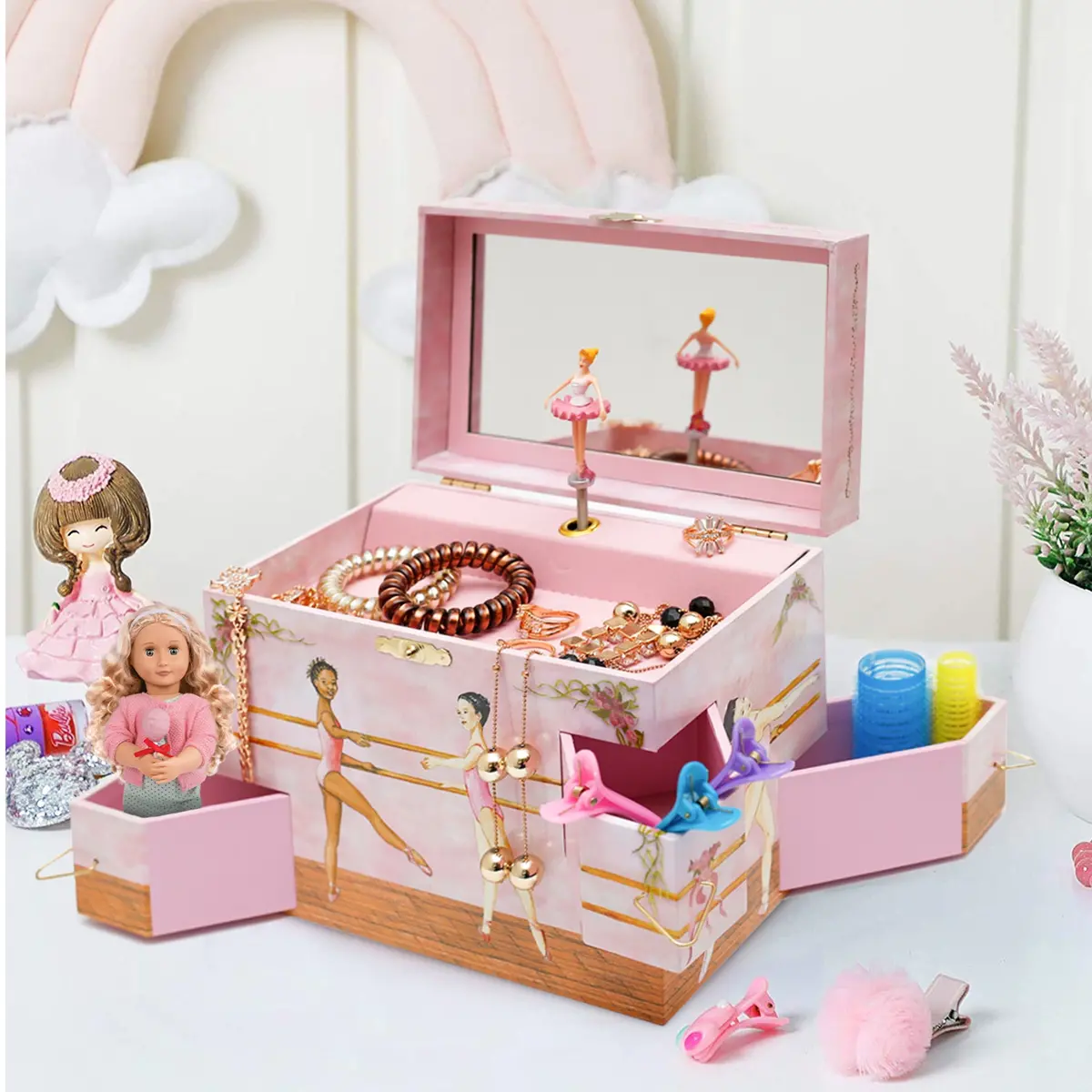 Enchantmints Ballet School Jewelry Box - Magical Ballerina Dance Recital Gift For Little Girls 1
