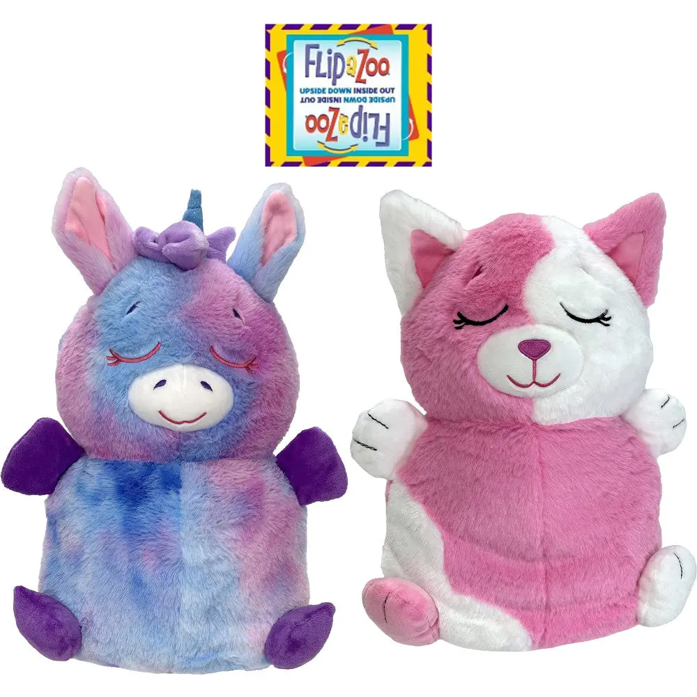 Flipazoo 2-In-1 Plush - Pink Cat To Rainbow Unicorn - Transforming Stuffed Animal 1
