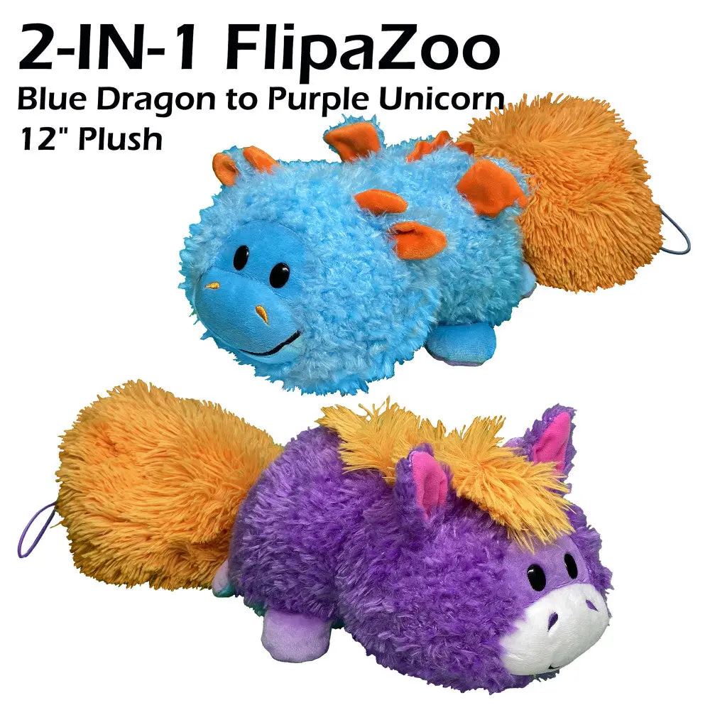 Flipazoo Magic Tails 2-In-1 Plush - Blue Dragon To Purple Unicorn 1