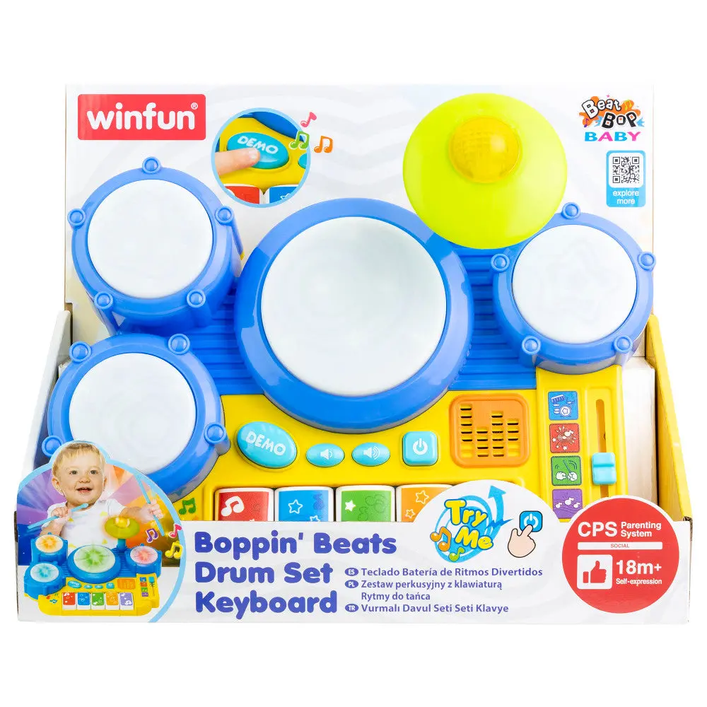 Winfun Boppin' Beats Drum And Keyboard Set With Lights And Sounds, Ages 18Mo+ 1