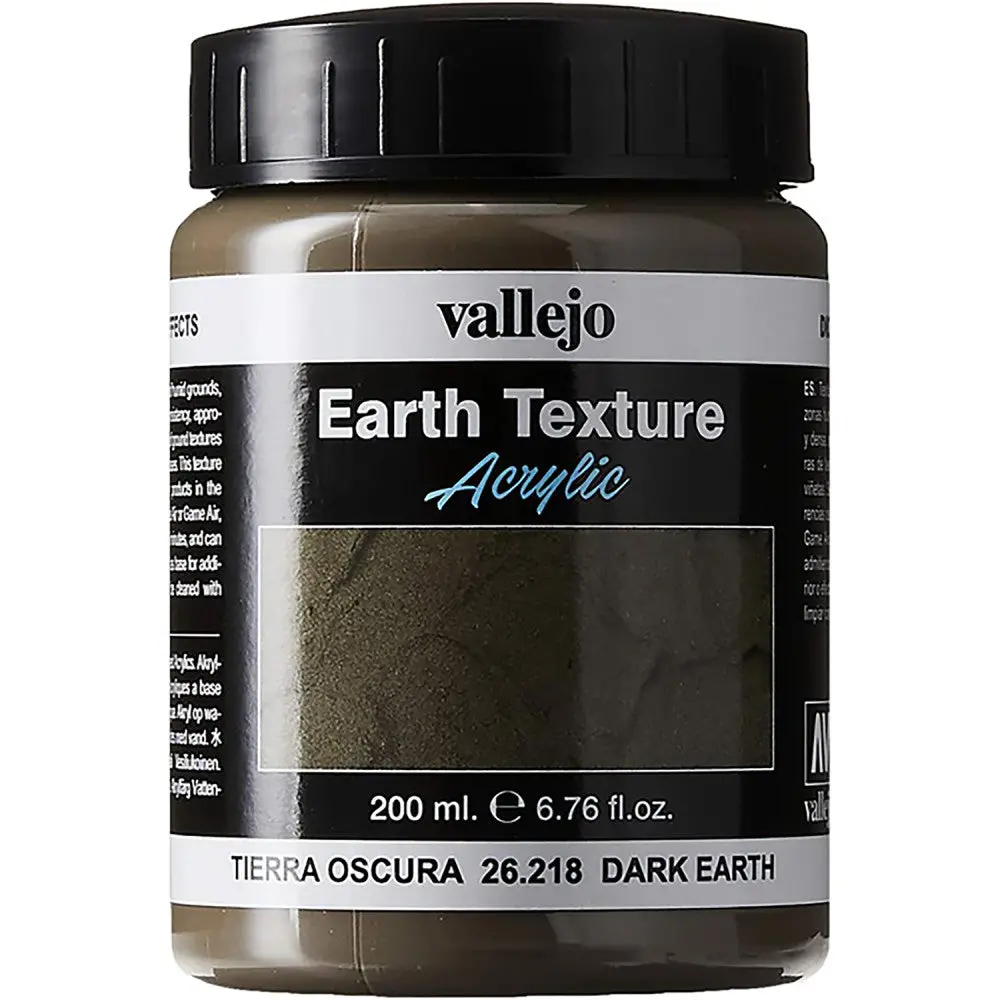Vallejo Texture Acrylic Paint - Dark Earth 26218 - 6.79 Oz (200Ml) 1