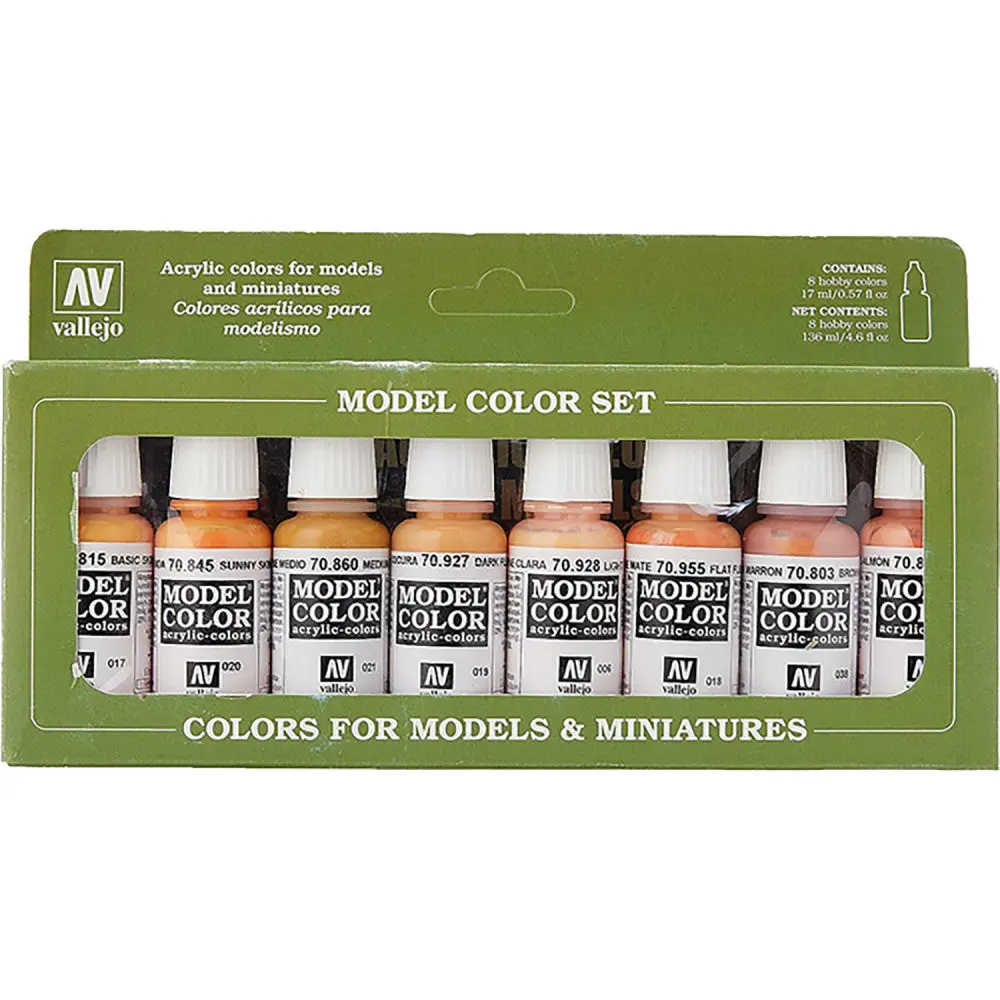 Vallejo Model Color Set - Face & Skin Tones, 8 Premium Paints 1