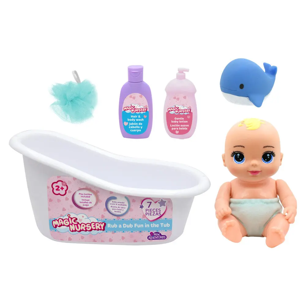 Magic Nursery 8" Poseable Baby Doll With Bathtub Set 1