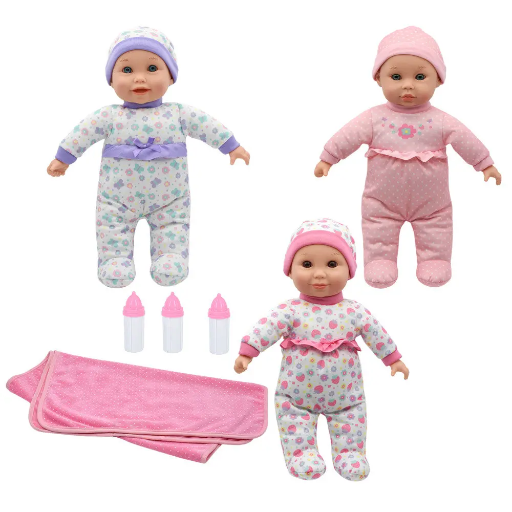 Cuddle Kids 14" Talking Triplets Doll Set - Interactive Pretend Play For Ages 2+ 1